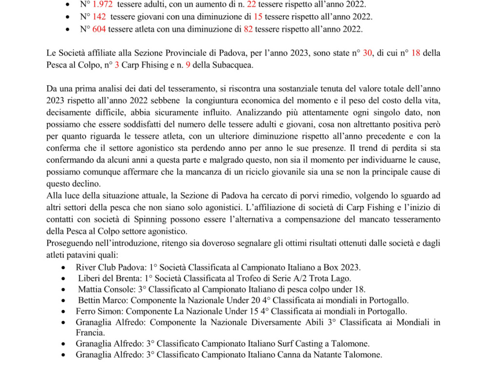 Relazione del Presidente pag. 1