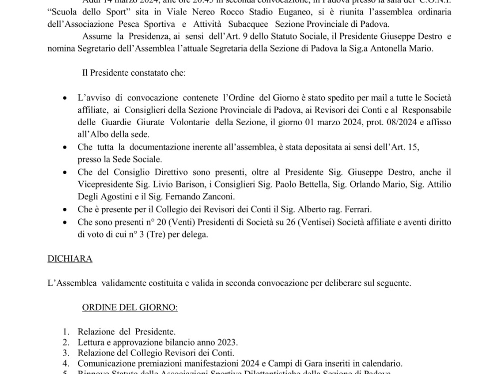 Verbale Assemblea Ordinaria pag. 1