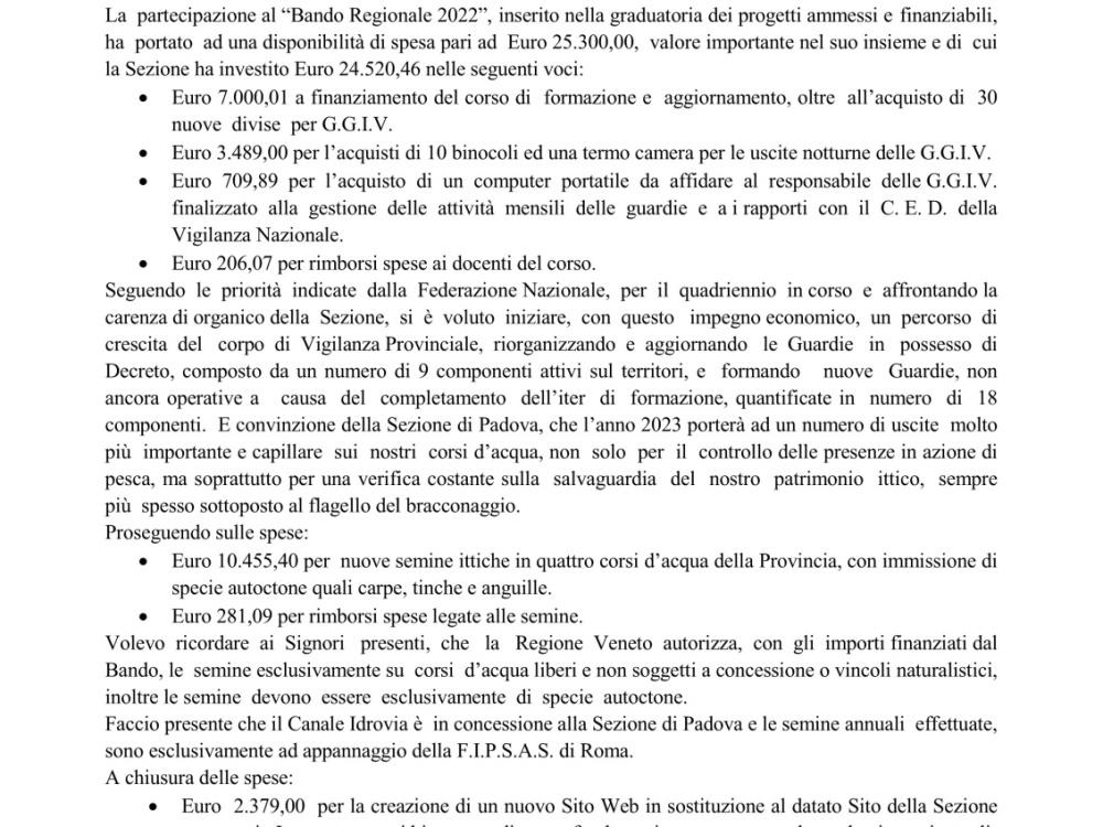 Relazione del Presidente pag. 1